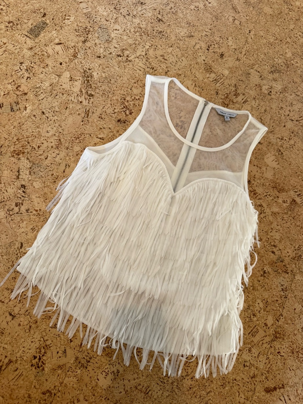 Naked Zebra Ivory Sheer Mesh Tank with Back Zipper - Picture 2 of 5